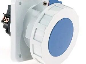 125 Amp 3 Pin Panel Mounting Socket Outlet Angled Neptune Bals Water Tight IP 67