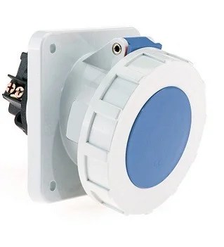 125 Amp 3 Pin Panel Mounting Socket Outlet Angled Neptune Bals Water Tight IP 67
