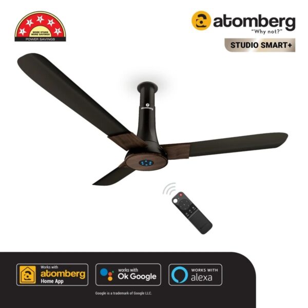 20230309atombergstudiosmart_amzpli-ys_umbrown2.jpg Atomberg Studio Smart+ 1200 mm BLDC Ceiling Fan with IoT, Remote Control & LED Indicators | Earth Brown
