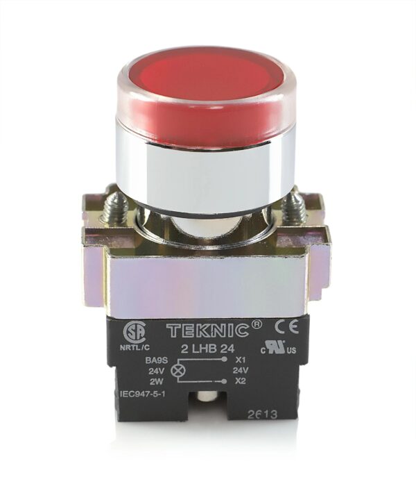 2ALRF4L.jpg Teknic Illuminated Flush Push Button Red 2ALF4LB 24V