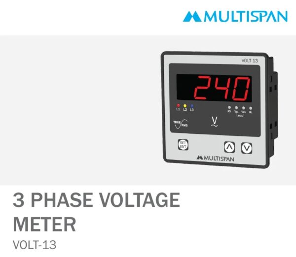 VOLT-13 THREE PHASE AMPERE & VOLTMETER 96 X 96 X 43 MULTISPAN