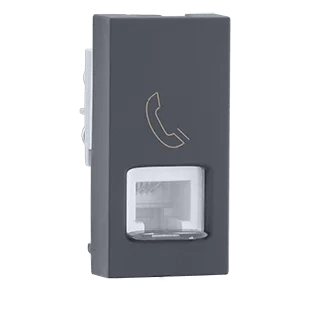 Tel socket (with shutter) (Grey) – Indoasian