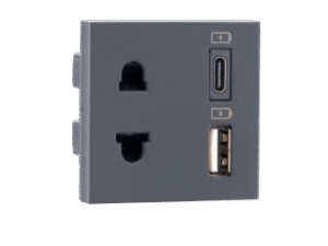 Combi Euro socket and USB Type A + Type C 3.1A(Grey) – Indoasian