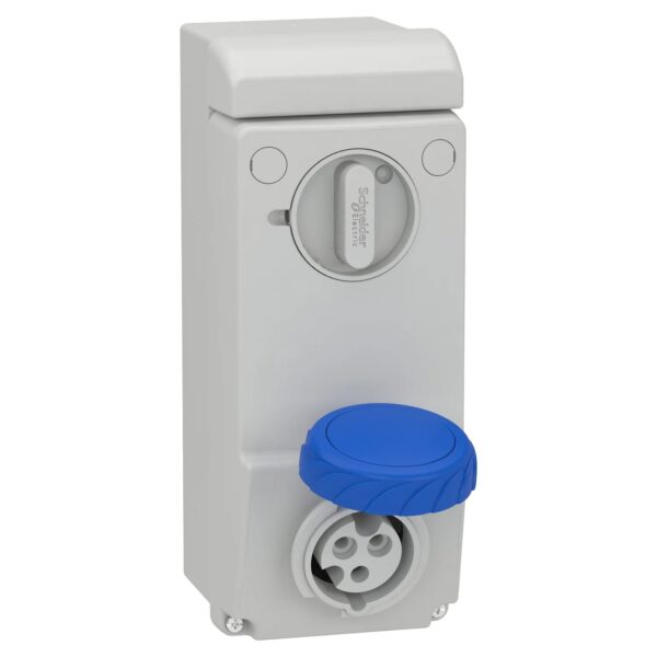 83081_Image_1500x1500.jpg 83081 | Unika interlocked socket – 16 A – 2P + E – 200…250 V AC – IP65 – wall – Schneider Electric