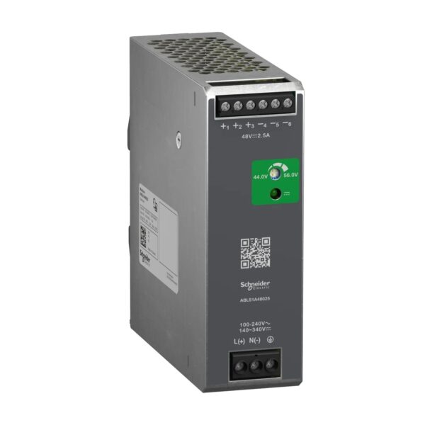 ABL7-8_CP19071_1500x1500.jpg ABLS1A48025 | Regulated Power Supply, 100 to 240V AC, 48V, 2.5A, single phase, Optimized – Schneider Electric