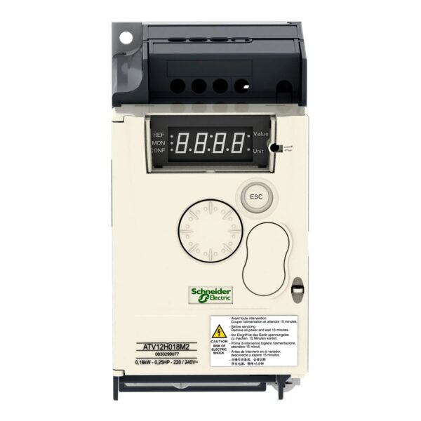 ATV12H018M2_front_1500x1500.jpg ATV12H037M2 | variable speed drive, Altivar 12, 0.37kW, 0.55hp, 200 to 240V, 1 phase, with heat sink – Schneider Electric