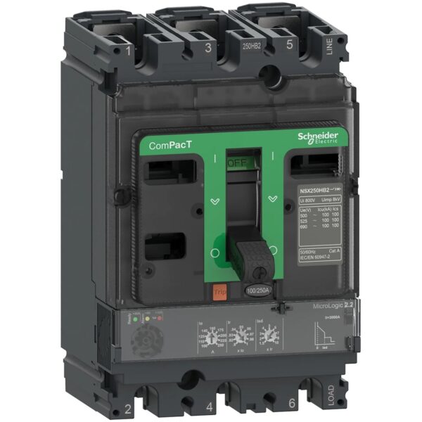 C25W32D250-image_1500x1500.jpg C10B32D100 | Circuit breaker, ComPacT NSX100B, 25kA/415VAC, 3 poles, MicroLogic 2.2 trip unit 100A – Schneider Electric