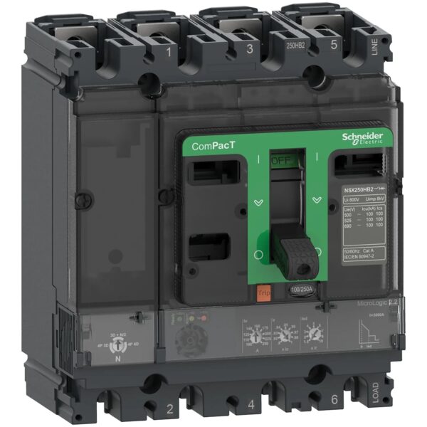 C25W42D250-image_1500x1500.jpg C25F42D250 | Circuit breaker, ComPacT NSX250F, 36kA/415VAC, 4 poles, MicroLogic 2.2 trip unit 250A – Schneider Electric