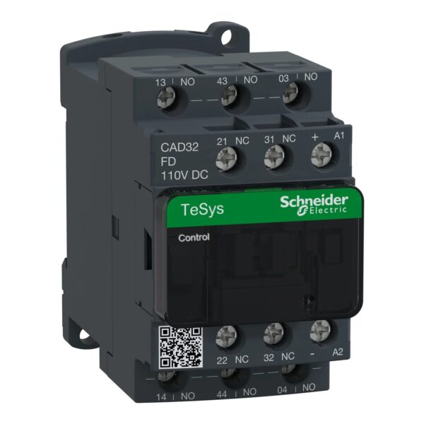 CAD32FD_Image_1500x1500.jpg CAD32FD | TeSys D control relay – 3 NO + 2 NC – <= 690 V - 110 V DC standard coil - Schneider Electric