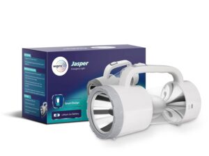 Wipro Jasper Multi-Functional Rechargeable Emergency Light, Torch Mode, Lantern Mode, 360° Ambient Light, Li-Ion Battery, White, Model CL2001