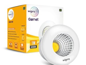 Wipro Garnet 1W LED Cabinet COB Spotlight – Cool White (6500K), 100 Lumens | 40° Beam Angle, 29mm Cutout | Adjustable Design, Recessed Tiltable Downlighter for False Ceiling | Pack of 1 | Model D910165