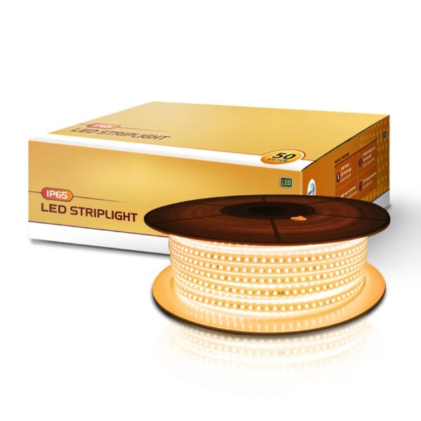 DF52827.jpg Wipro Garnet 50M LED Strip Light, 120 LEDs/mtr, Warm White 2700K, IP65 Waterproof, Flexible Rope Light for Outdoor & Indoor Decoration (Diwali, Christmas), Model DF52827