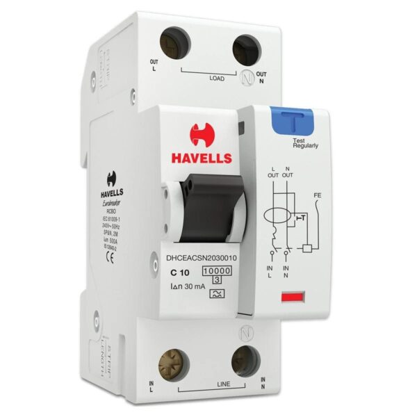 RCBO ‘A’ Type SPN 2M 30 mA – 10 A Havells