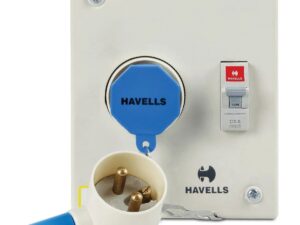 plug and socket box with plastic plug dp 20 A Havells