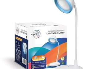 Wipro 6W LED Rechargeable Table Lamp – 3 Step Dimming, Cool White, 6W