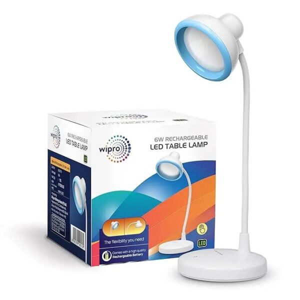 E10013.jpg Wipro 6W LED Rechargeable Table Lamp – 3 Step Dimming, Cool White, 6W