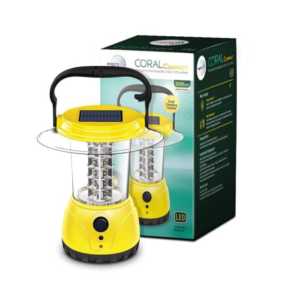 E10014.jpg Wipro Coral Compact Rechargeable Solar Lantern, Yellow, Emergency Light, Model E10014