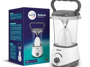 Wipro Solaris 10W Rechargeable Emergency LED Lantern, 360° Ambient Light, 3000mAh Lithium Battery, White, Model E20001