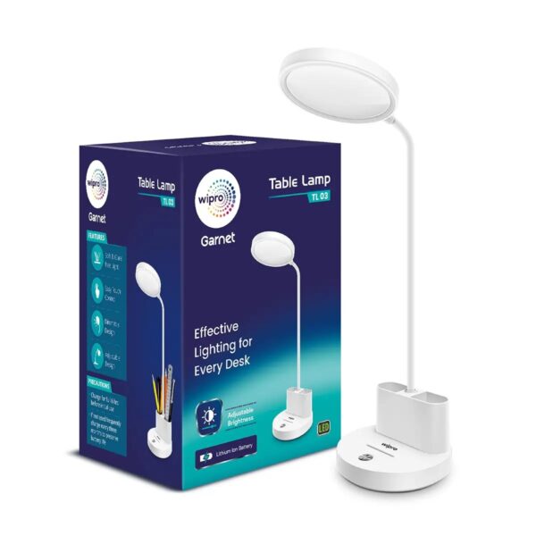 E20005.jpg Wipro 5W Rechargable Table lamp (TL03) – 3 Step Dimming, Cool White, 5W