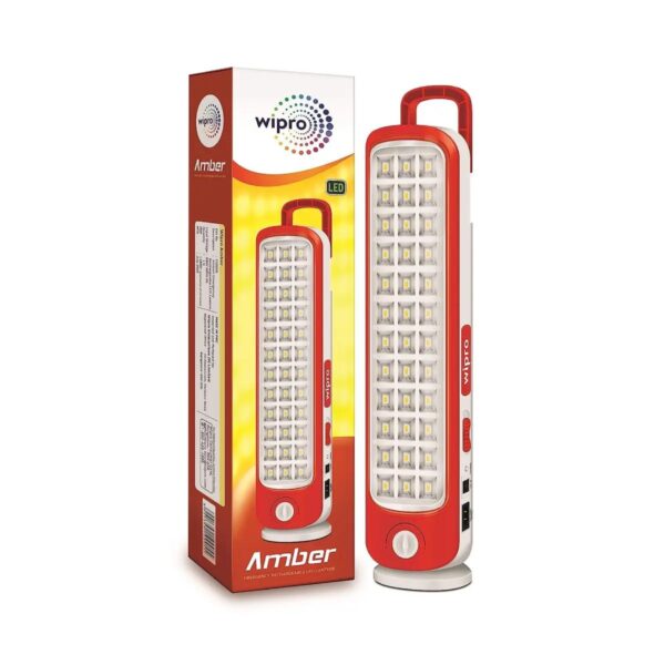 E2808EE10005.jpg Wipro Amber Rechargeable LED Emergency Light – Dimmable + Light Modes, 9W
