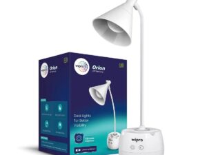 Wipro Orion 6w Rechargeable LED Table Lamp – 3 Step Dimming With Night Light, Cool White, 6W