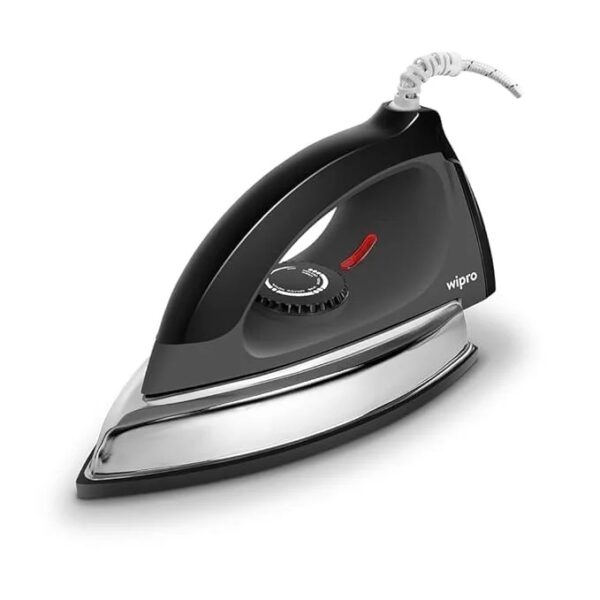 EJ125100.jpg Wipro Elato GD204 1200 Watt Heavyweight Dry Iron, Quick Heat Up, Anti Bacterial German Weilburger Dual Coated Soleplate,5 Modes, Dry Iron Press,Wrinkle Free Clothes in One Shot, 2 Year Warranty,Black |MODEL EJ125100