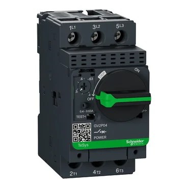 GV2P04_Image_web.jpg GV2P04 | Motor circuit breaker, TeSys GV2, 3P, 0.4-0.63 A, thermal magnetic, screw clamp terminals – Schneider Electric