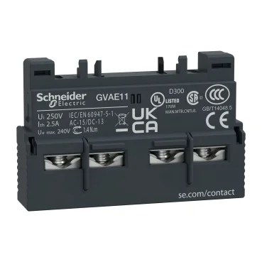 GVAE11_Image_web.jpg GVAE11 | TeSys GV2 & GV3 – auxiliary contact – 1 NO + 1 NC – Schneider Electric