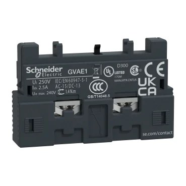 GVAE1_Image_web.jpg GVAE1 | TeSys GV2 & GV3 – auxiliary contact – 1 NO/NC – Schneider Electric