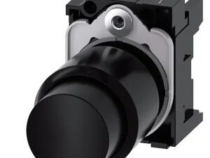 3SU12000FB100AA0 | Pushbutton, compact, with extended stroke (12 mm), 22 mm, round, plastic, black, pushbutton, raised, momentary contact type, with holder – Siemens