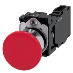 G_IC03_XX_07235i.jpeg 3SU11501BA201FA0 | Mushroom pushbutton, 22 mm, round, metal, shiny, red, 40 mm, latching, pull-to-unlatch mechanism, with holder, 1 NO+1 NC – Siemens