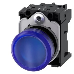 3SU11066AA501AA0 | Indicator lights, 22 mm, round, plastic, blue, lens, smooth, with holder, LED module, with integrated LED 230 V AC – Siemens