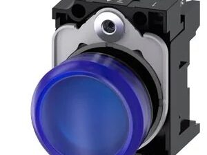 3SU11026AA501AA0 | Indicator lights, 22 mm, round, plastic, blue, lens, smooth, with holder, LED module, with integrated LED 24 V AC/DC, screw terminal – Siemens