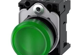3SU11026AA401AA0 | Indicator lights, 22 mm, round, plastic, green, lens, smooth, with holder, LED module, with integrated LED 24 V AC/DC – Siemens