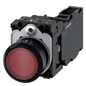 G_IC03_XX_07508i.jpeg 3SU11020AB201FA0 | Illuminated pushbutton, 22 mm, round, plastic, red, pushbutton, flat, momentary contact type, with holder, 1 NO+1 NC, LED module with integrated LED 24 V AC/DC- Siemens