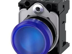 3SU11536AA501AA0 | Indicator lights, 22 mm, round, metal, shiny, blue, lens, smooth, with holder, LED module with integrated LED 110 V AC – Siemens