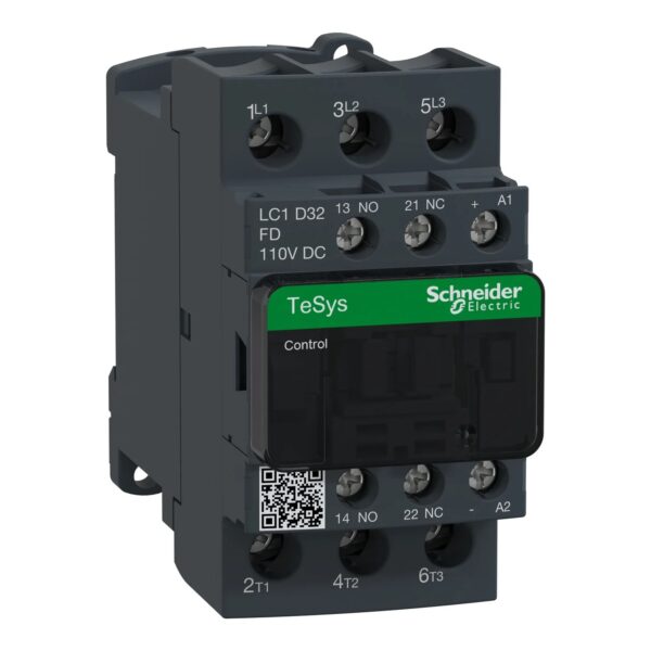 LC1D32FD_Image_1500x1500.jpg LC1D32FD | TeSys D contactor – 3P(3 NO) – AC-3 – <= 440 V 32 A - 110 V DC coil - Schneider Electric