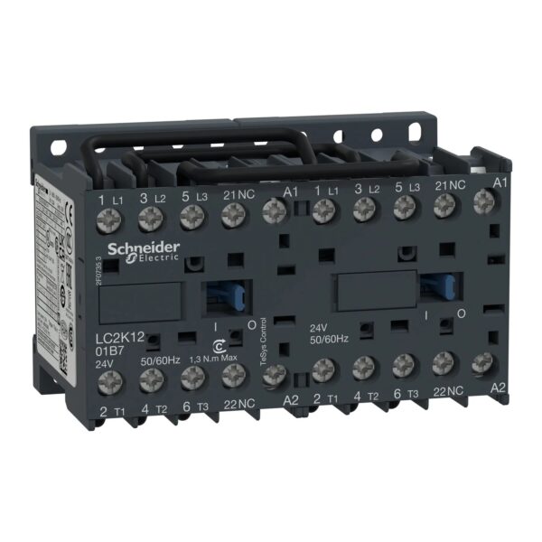 LC2K1201B7_Image_1500x1500.jpg LC2K1201B7 | TeSys K reversing contactor – 3P – AC-3 <= 440 V 12 A - 1 NC - 24 V AC coil - Schneider Electric