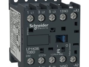 LP1K0610BD | TeSys K contactor – 3P – AC-3 <= 440 V 6 A - 1 NO aux. - 24 V DC coil - Schneider Electric