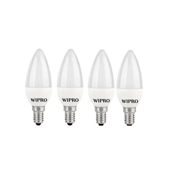 Wipro Frosted Candle LED Bulbs – E27, Cool White, 3W