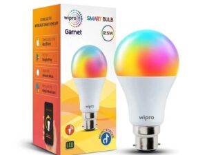 Wipro Garnet 12.5W Smart WiFi LED Bulb – RGB + CCT, B22 Base | 16M Colors, Dimmable, Music Sync | Compatible with Alexa & Google Assistant | Pack of 1 | Model NS1220