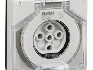 56SO520LE-GY | 56 Series Socket outlet 5 Round pin 20A 220/250V, w/o enclosue – Resistant White – Schneider Electric