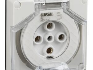 56SO532LE-GY | Clipsal – 56 Series, Socket Outlets, Surface Sockets – IP66, 500V 32A – 5 Round Pins – Schneider Electric
