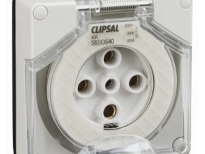 56SO540LE-GY | Clipsal – 56 Series, Socket Outlet Surface 5 PIN Round 40A Less Enclosure – Schneider Electric