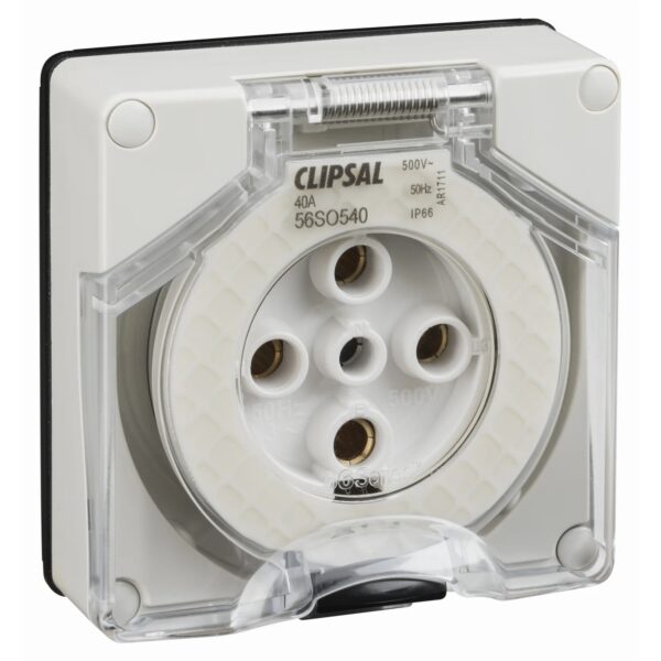 ODA56SO540LE-GY_1500x1500.jpg 56SO540LE-GY | Clipsal – 56 Series, Socket Outlet Surface 5 PIN Round 40A Less Enclosure – Schneider Electric