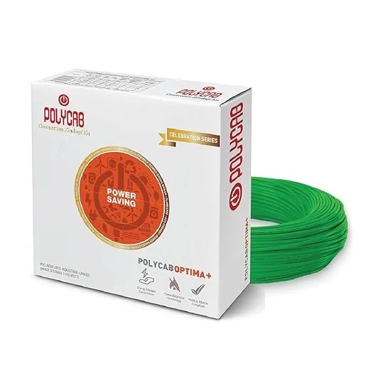 Polycab-Optima-green.jpg 1.5Sqmm, Green | Polycab Optima+ | LF FR PVC Insulated Copper Cable 90Mtrs
