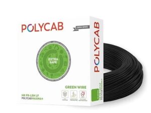 0.75Sqmm, Black | Polycab Maxima+ | Green Wire HR FR-LSH LF | PVC Insulated Copper Cable 90Mtrs