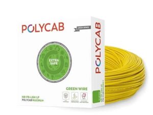 0.75Sqmm, Yellow | Polycab Maxima+ | Green Wire HR FR-LSH LF | PVC Insulated Copper Cable 90Mtrs