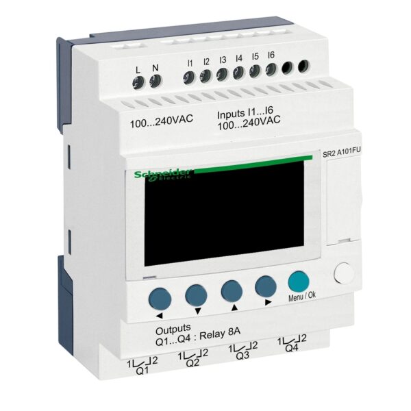 SR2A101FU | compact smart relay Zelio Logic – 10 I O – 100..240 V AC – no clock – display – Schneider Electric