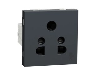 UNS6SK5P2M_GY | Double socket-outlet, Unica Pure, 2P and 2P + E, 6A, 2 modules, grey – Schneider Electric